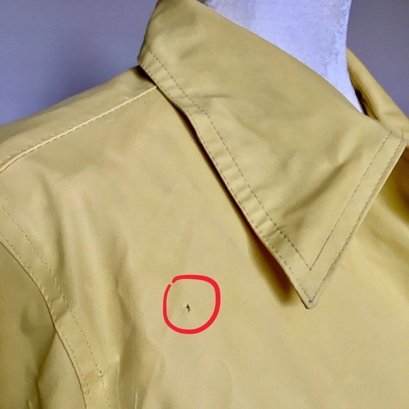 Paul Harris Design Small Yellow Rain Coat Midi Jacket Snap Front Collared Belted - Picture 11 of 12